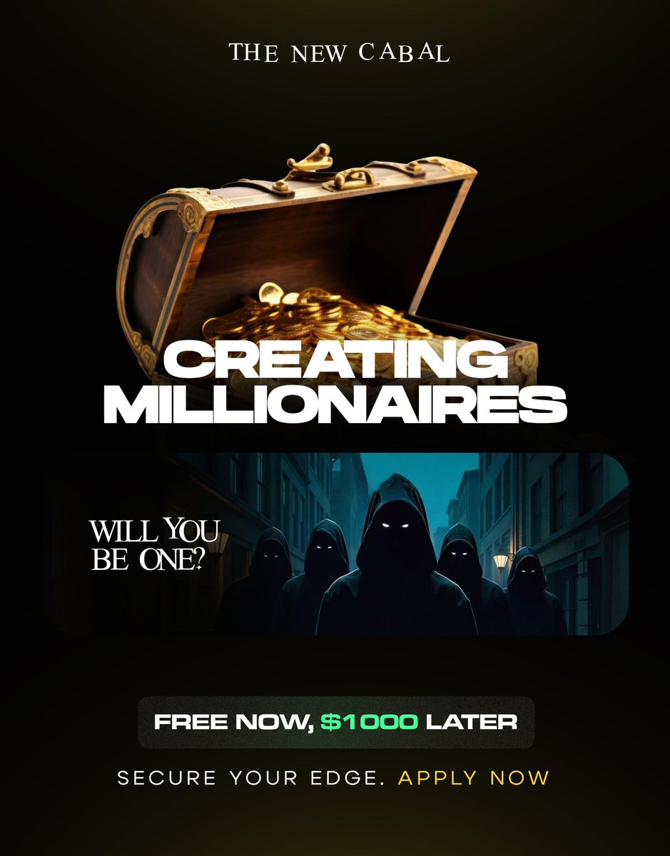 TheNewCabals's tweet photo. 🔥 The Crypto Bull Run is Creating Millionaires—Will You Be One?

Join The New Cabal, where top marketers, developers, and community managers unite to:
⚡ Launch 10x-50x  tokens and drive results
📈 Share insider strategies
💰 Build serious wealth—together

💎 1,000 spots only. FREE now—$2,000+ later.
👉 Don’t wait. Apply today and secure your edge.

Fill form below to apply:
https://t.co/jGDfc7siFU

#Solana #ETH #Crypto #Bitcoin #TheNewCabal