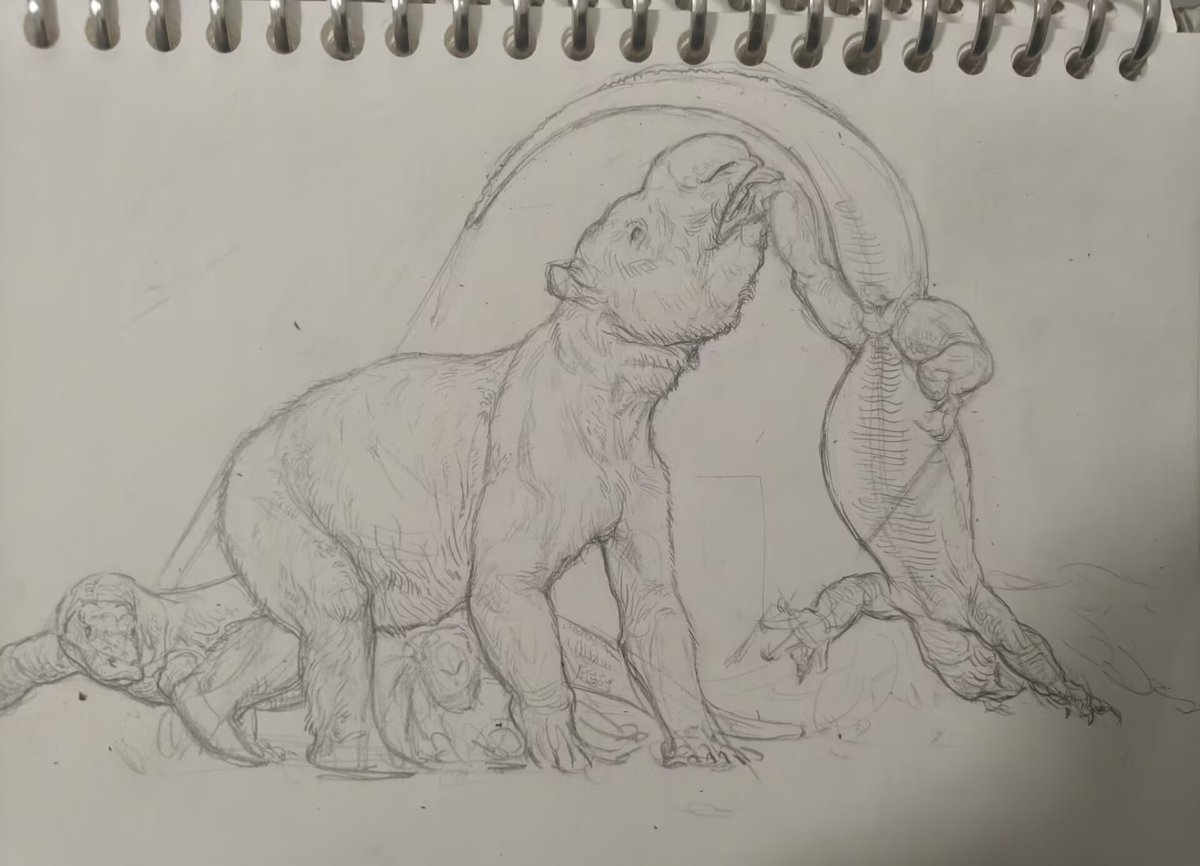 I have had enough of harmless and peaceful Diprotodon (ò_óˇ)
Varanus Poesty attacked baby,mother Diprotodon fight back fiercely
I am surprised nobody ever made anything like this and it must have happened
Perhaps this was one of the most weird scene that happened 50000 years ago