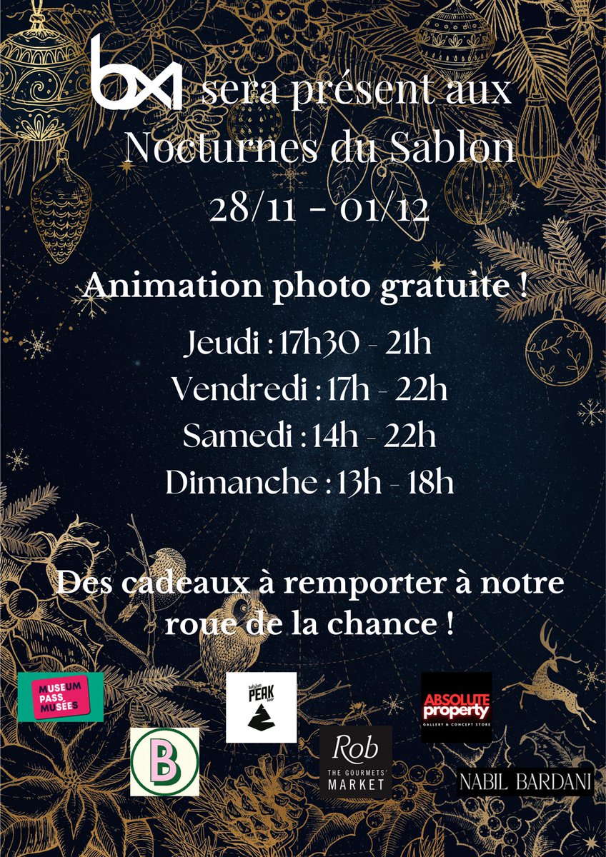 Les Nocturnes du Sablon ça commence demain et nous y serons ! Lors de notre animation roue de la chance, tentez de gagner des lots de nos partenaires : Bikette, Absolute Gallery &amp; Absolute Concept, Peak Beer, Rob The Gourmets’ Market, Museum Pass et Nabil Bardani !