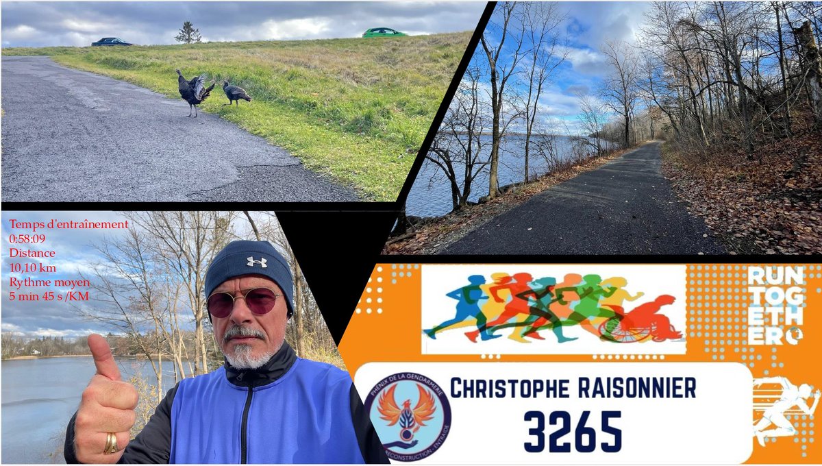 ChRaisonnier's tweet photo. Heureux d’avoir participé au défi #AVECNOSPHENIX 🏃‍♂️💪 avec une course de 10 km sur les bords de la rivière des Outaouais 🇨🇦. Pensée solidaire pour nos camarades blessés et tous ceux qui luttent contre la maladie 💙 #SportEtSolidarité https://t.co/GdzveWVOWg
