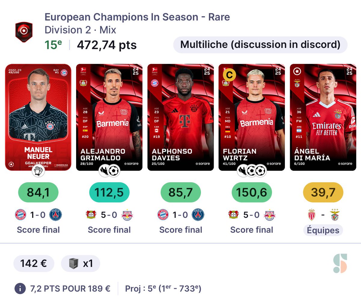 QTNSorare's tweet image. En collab avec @Multiliche (à qui j’ai fais cette équipe 👇) on vous offre Di Maria limited parmi les likes 💙 si l’argentin fait un DS ce soir ! 🚀

Vibrons ensemble 🦾🤝

#Sorare #UCL #LDC