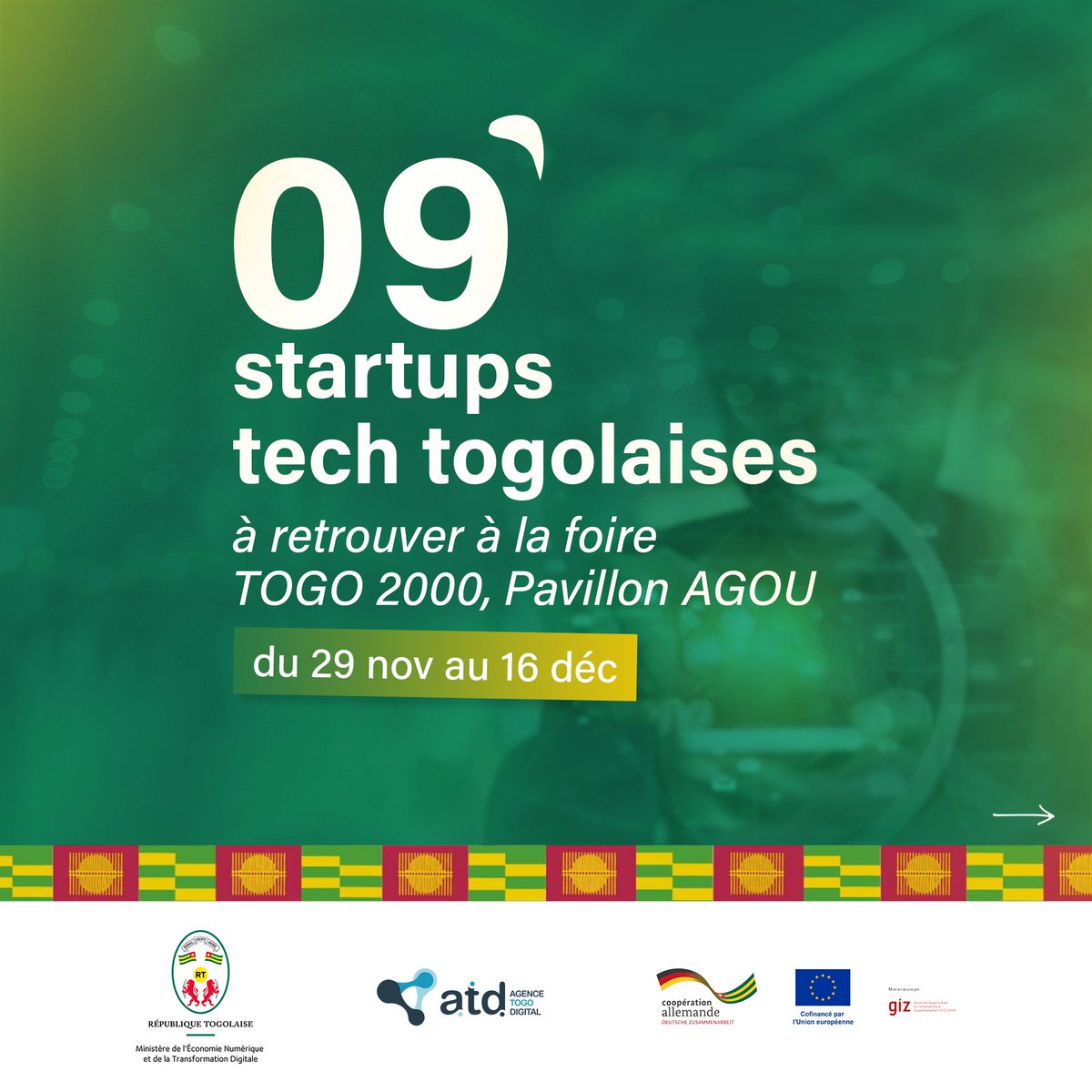 9 startups tech togolaises à la foire internationale de Lomé ! 

Du 22 novembre au 8 décembre 2024, venez découvrir les solutions innovantes de nos startups locales et échangez avec ceux qui façonnent le futur du numérique au Togo !

#StartupsTogo #TogoDigital #FoireTOGO2000