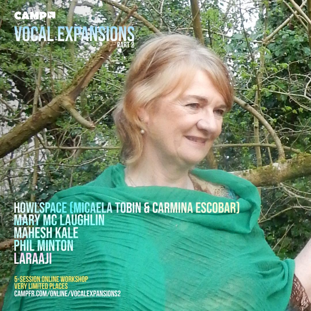 Last few places available on Vocal Expansions with @MaheshMKale, Howlspace (<a href="/micaela__tobin/">WHITE BOY SCREAM</a>  &amp; Carmina Escobar), <a href="/edwardlgordon/">LARAAJI</a> aka Laraaji, Phil Minton &amp; Mary Mc Laughlin 💥 campfr.com/online/vocalex…

#singing #music #vocals #vocalist #performance #musicworkshop #singingworkshop