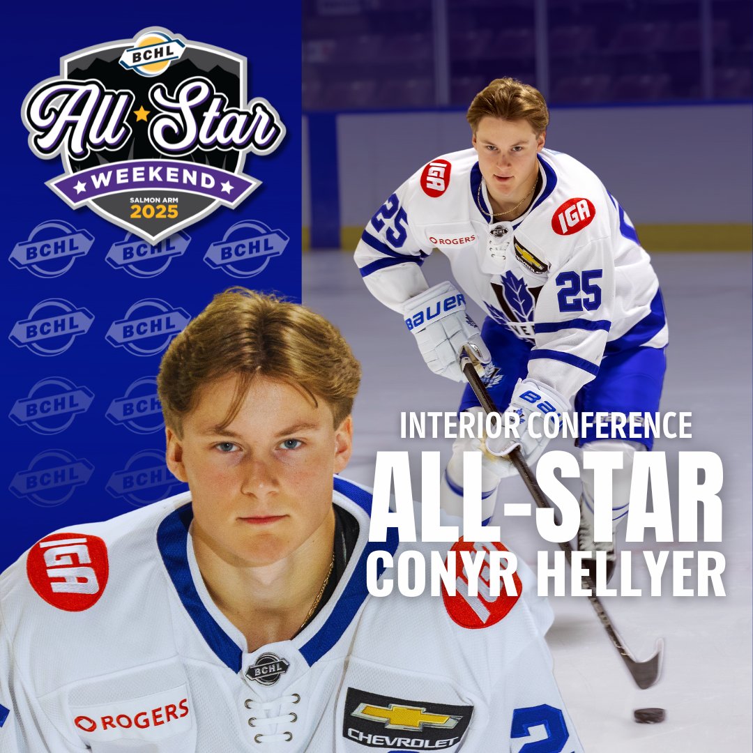 PentictonVees's tweet image. Captain Conyr is an All⭐️Star

Conyr Hellyer has been named to the Interior Conference roster for the 2025 All-Star game in Salmon Arm in January.
#BCHL
