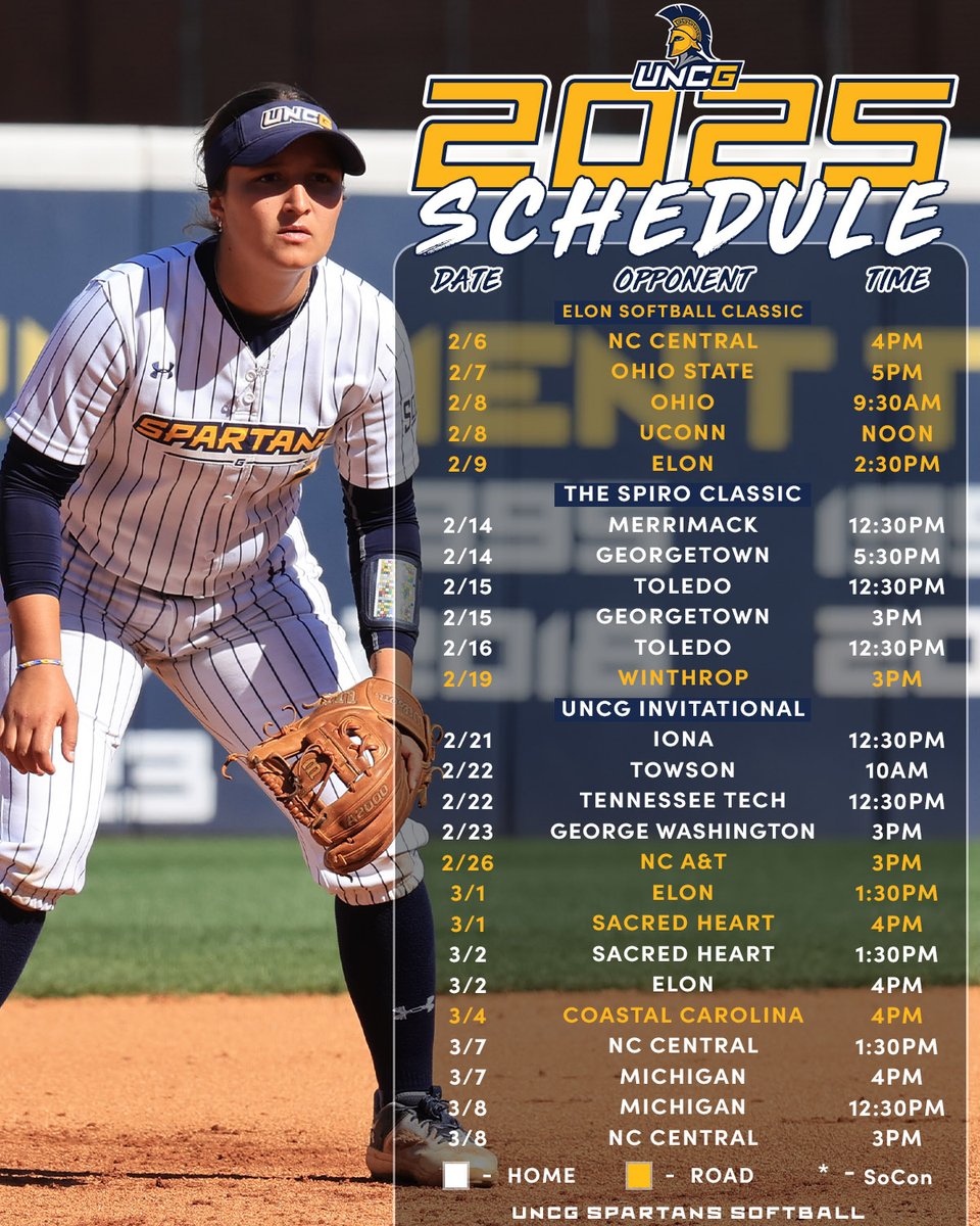 UNCGSoftball's tweet photo. Mark your calendars Spartan fans! 📅 🥎

The 2025 season is around the corner!
📰 https://t.co/vEDDT0wCNu
📅 https://t.co/FY32DYu1Su
#letsgoG https://t.co/NwCvYvDfwS