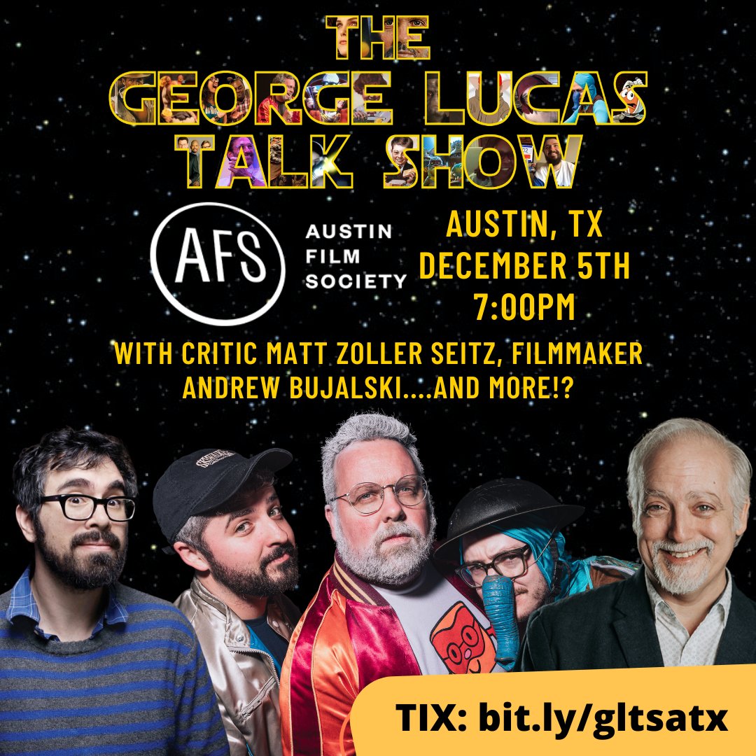 patrickcotnoir.bsky.social (@patrickcotnoir) on Twitter photo TEXAS! <a href="/GLucasTalkShow/">GeorgeLucasTalkShow💥</a> is coming next week!
HOUSTON, 12/4 - River Oaks Theater with film critics <a href="/JoeLeydon/">Joe Leydon</a> and Alan Cerny: bit.ly/gltshou
AUSTIN, 12/5 - <a href="/austinfilm/">Austin Film Society</a> with <a href="/mattzollerseitz/">MZS</a> and filmmaker Andrew Bujalski: bit.ly/gltsatx
Hope to see ya there! TEXAS! <a href="/GLucasTalkShow/">GeorgeLucasTalkShow💥</a> is coming next week!
HOUSTON, 12/4 - River Oaks Theater with film critics <a href="/JoeLeydon/">Joe Leydon</a> and Alan Cerny: bit.ly/gltshou
AUSTIN, 12/5 - <a href="/austinfilm/">Austin Film Society</a> with <a href="/mattzollerseitz/">MZS</a> and filmmaker Andrew Bujalski: bit.ly/gltsatx
Hope to see ya there!