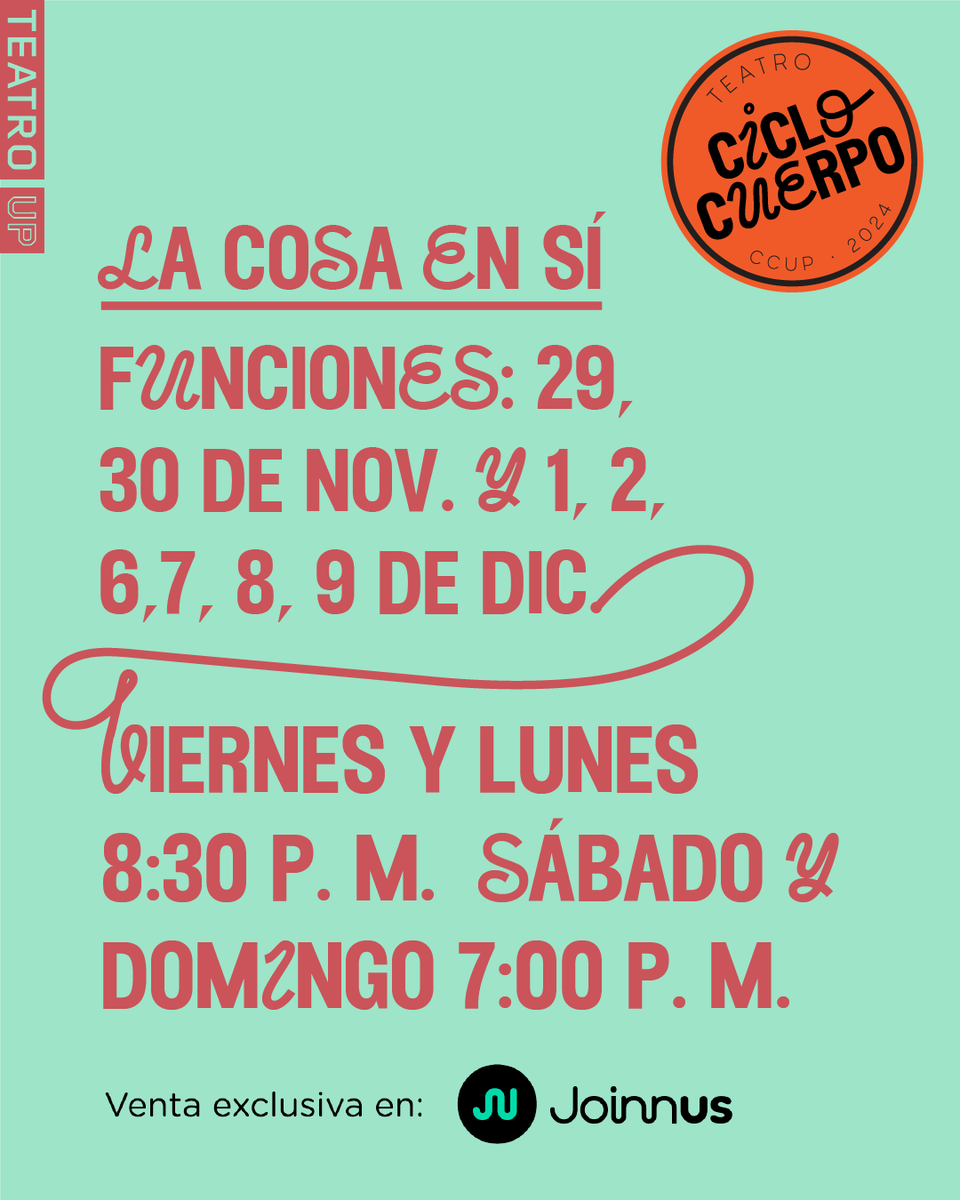 CCUPacifico's tweet photo. ¡Este viernes estrenamos La cosa en sí!
Una obra que explora la sensualidad y los detalles anecdóticos de la vida, creando un lenguaje físico y emocional único. 
Compra tus entradas en @joinnus:
https://t.co/syp5LLlzDG https://t.co/qoA3bVmez2