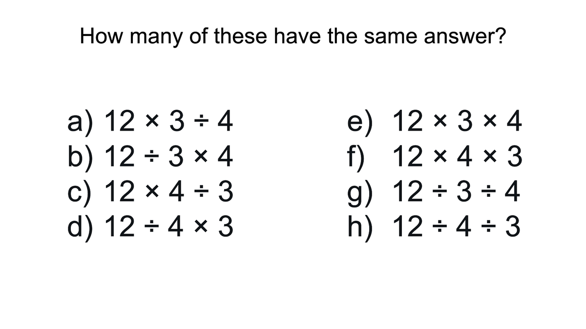 StudyMaths's tweet photo. A change of wording can make a task (sometimes marginally!) more appealing.

Instead of "work out the following" try asking "how many have the same answer"

#1001MathsBots
https://t.co/NiLafqbooy https://t.co/ECkZ4KNDNm