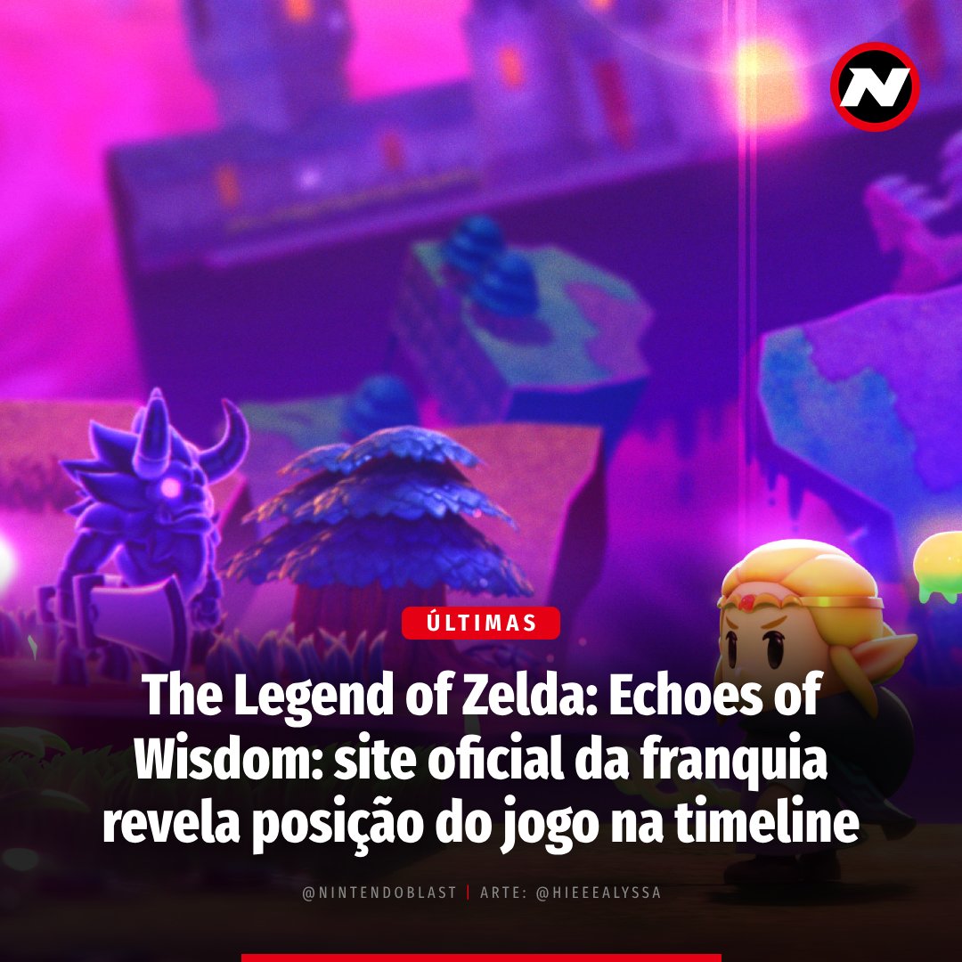 nintendoblast's tweet photo. Um marco na história de Zelda! Echoes of Wisdom se passa na timeline do herói derrotado após Ocarina of Time. A princesa Zelda salva Hyrule em sua primeira aventura solo! 🧝♀️
Saiba mais: https://t.co/mki1p2gy13
#LegendOfZelda #NintendoSwitch #EchoesOfWisdom #ZeldaTimeline https://t.co/bpyZzvqMLb