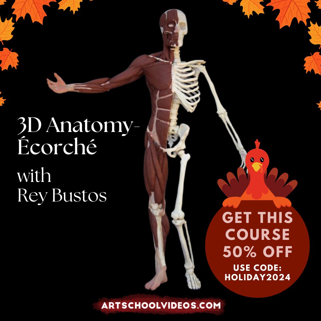laafa's tweet image. ASV PRE-HOLIDAY SALE: Get 50% off SITE-WIDE on ArtSchoolVideos.com when you check out using code HOLIDAY2024. We have extended our sale to December 15th!
⁠
This week, we are featuring 3D Anatomy-Écorché with anatomy instructor Rey Bustos! ⁠