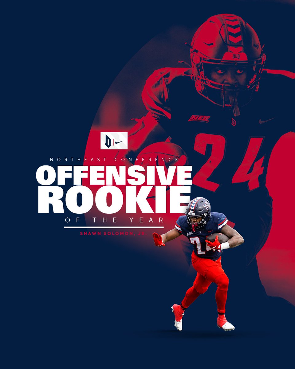 Duquesne Football (@duqfb) on Twitter photo ๐๐
๐
๐๐๐๐๐๐ ๐๐๐๐๐๐ ๐๐
๐๐๐ ๐๐๐๐
Shawn Solomon, Jr. has been named the 2024 <a href="/NECFootball/">NEC Football</a> Offensive Rookie of the Year!
#GoDukes | <a href="/ShawnSolomonJr_/">Shawn Solomon Jr</a> ๐๐
๐
๐๐๐๐๐๐ ๐๐๐๐๐๐ ๐๐
๐๐๐ ๐๐๐๐
Shawn Solomon, Jr. has been named the 2024 <a href="/NECFootball/">NEC Football</a> Offensive Rookie of the Year!
#GoDukes | <a href="/ShawnSolomonJr_/">Shawn Solomon Jr</a>