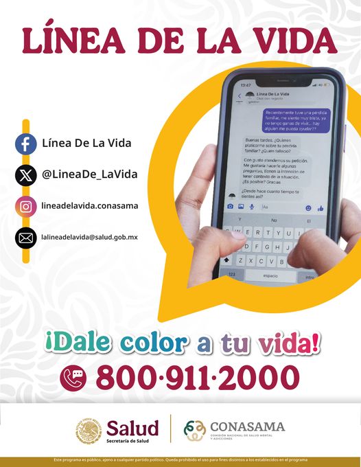 capapedregal's tweet photo. Los problemas cotidianos de la vida tienen solución, pero si sientes que en ocasiones te rebasan, en la @Línea de la vida estamos para servirte y ayudarte las 24 horas de los 365 días del año.
📷 Contáctanos por redes sociales o al 800 911 200
#DaleColorATuVida https://t.co/Qc9LM48IlH