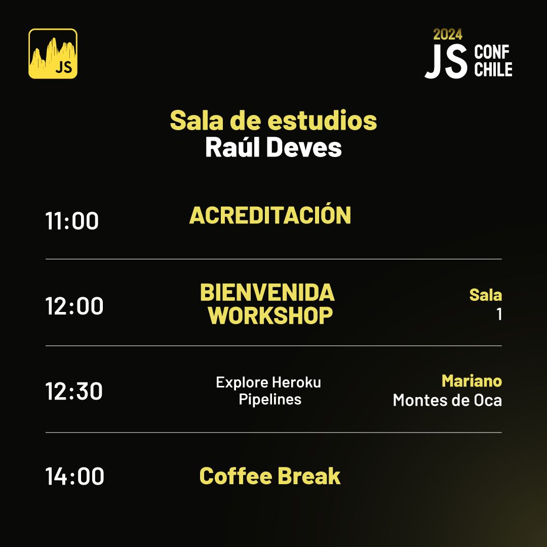 jsconfcl's tweet image. ¡Workshops JSConf Chile 2024! 🎉
¿Listo para un día de aprendizaje práctico? 🔧✨
Las inscripciones para los workshops se abrirán este sábado a las 12 PM. ¡No pierdas tu lugar, los cupos son limitados!