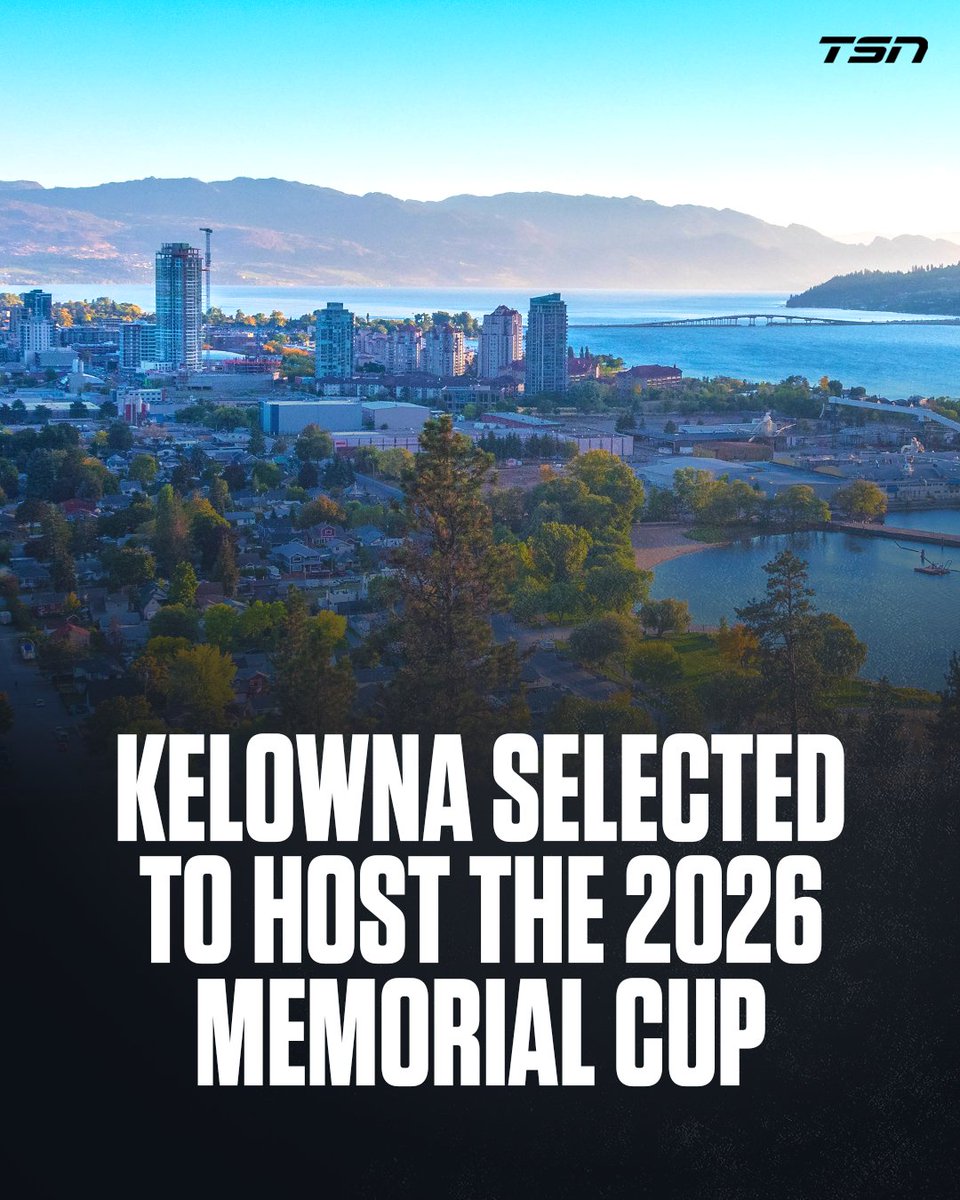 TSN_Sports's tweet photo. The Kelowna Rockets will host the 2026 Memorial Cup 🏆 

It's just the second time in franchise history they’ve held the CHL’s championship event. https://t.co/R0N83bFeua