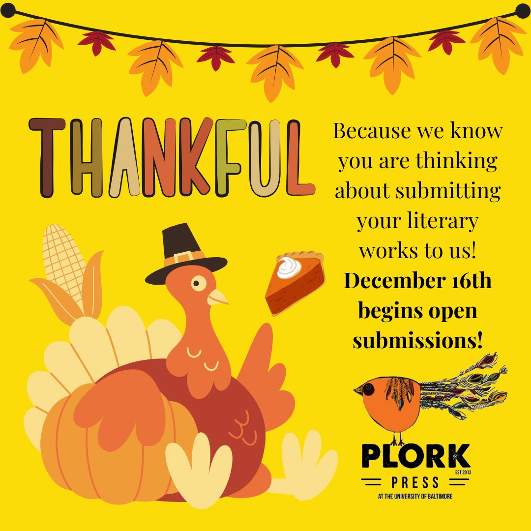 Ready for some pumpkin pie tomorrow? 🥧 We’ll get ready to submit to Plorkology! 📚 You know you want to because submissions open December 16th!

#writingcommunity #litmags #writersofinstagram #artistsoninstagram #opensubmission