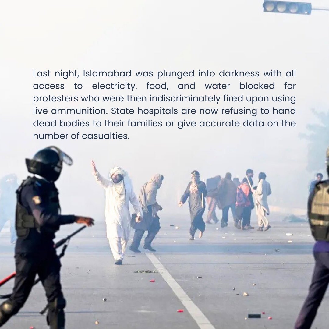 LighthouseNGO's tweet photo. We are concerned seeing the disturbing news and visuals coming from Islamabad in Pakistan where state forces have opened fire on peaceful protesters, killing dozens and injuring hundreds while many have been reported missing. https://t.co/0hhGRmbyQP