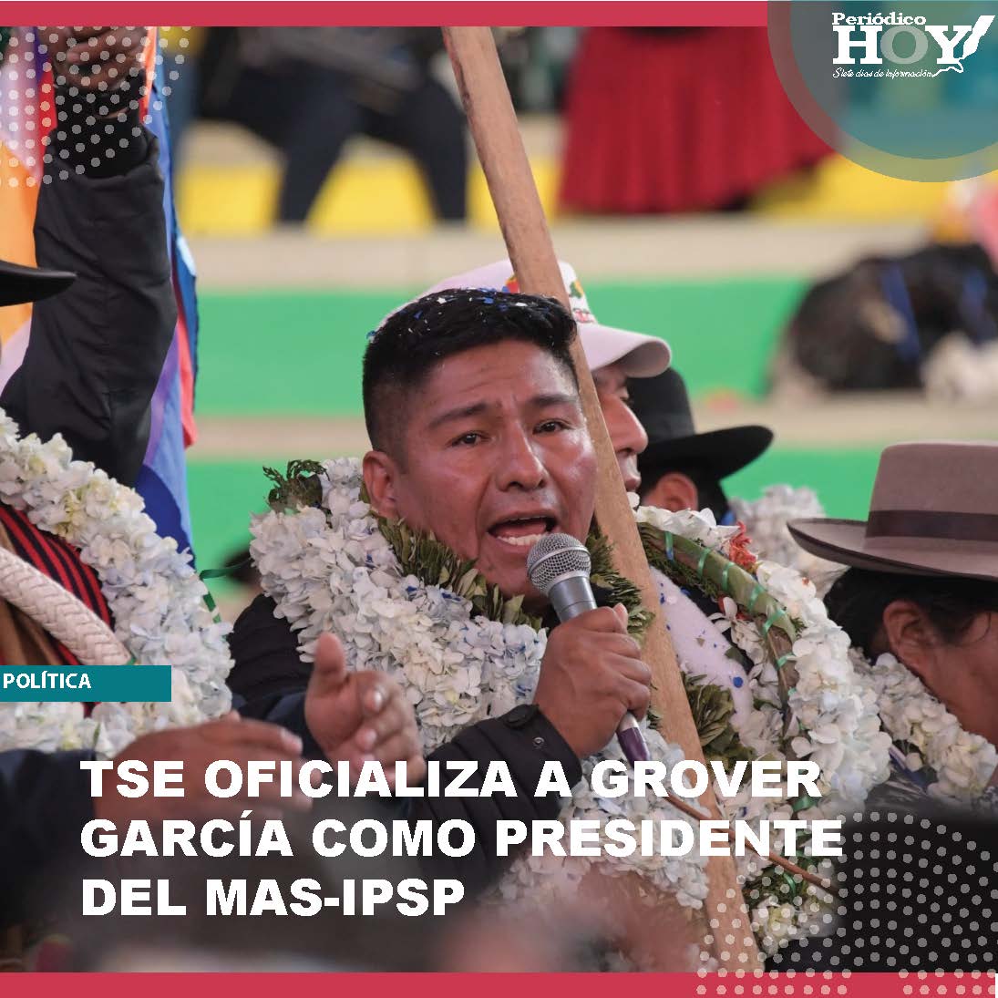 _HOYBolivia's tweet photo. El Tribunal Supremo Electoral resolvió registrar las decisiones del Congreso Nacional Ordinario del MAS-IPSP, y reconocer oficialmente a Grover García como presidente de la organización política. https://t.co/XfLZ27KhNv