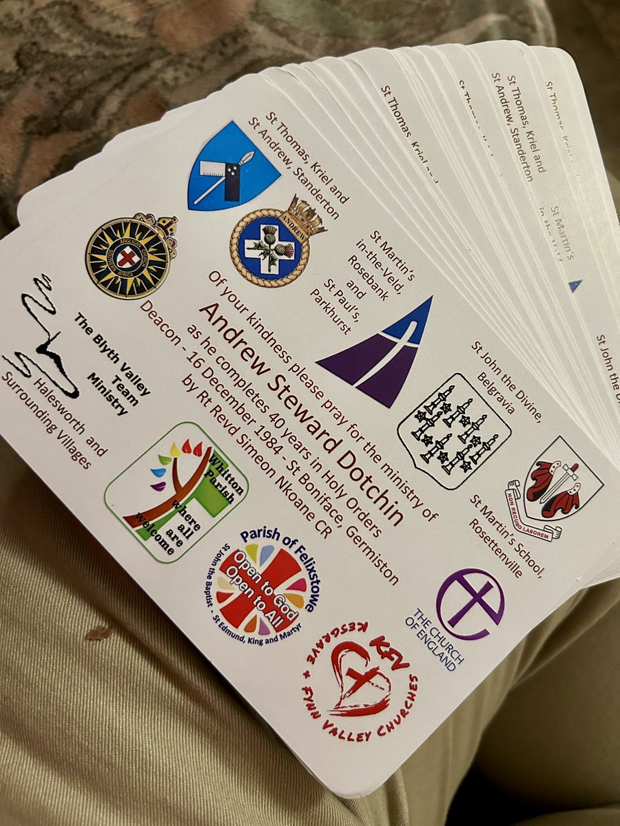 If you were ordained in South Africa, Advent is a time for giving thanks for vocation and future call.  Big anniversary coming up and if anyone would like a somewhat delayed - 40 years late - Ember Card please DM me your address
Laus Deo <a href="/CofEsuffolk/">Church of England in Suffolk</a> <a href="/CR_Mirfield/">CR Mirfield</a> <a href="/churchofengland/">The Church of England</a>