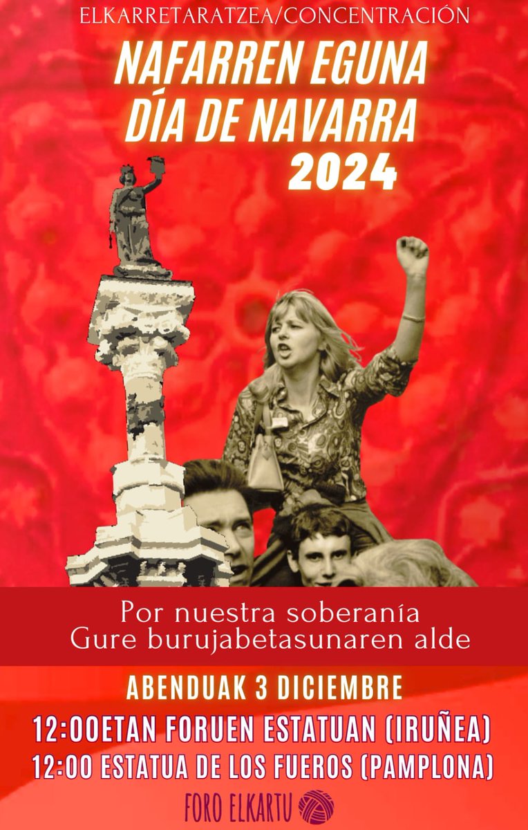 Abenduak 3rako <a href="/ForoElkartu2024/">Foro Elkartu</a> proposatutako topaketa, foruen monumentuaren aurrean.