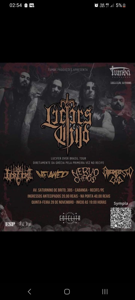 decomposedgod's tweet photo. Amanhã tem DG com Lucifer's Child, NervoChaos, Féretro e Imflawed!!! https://t.co/gY5xhZCXYj