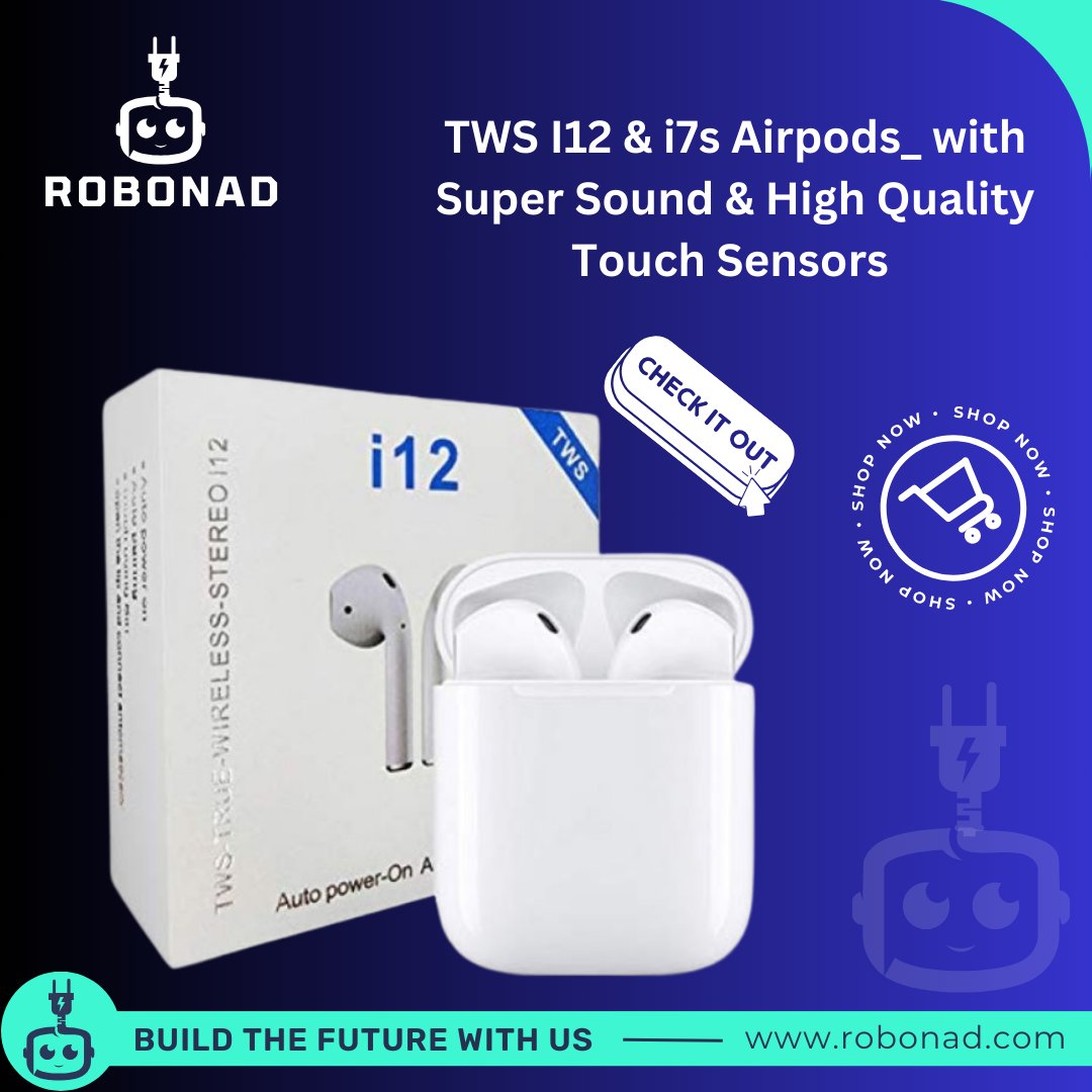RobonadOfficial's tweet photo. TWS I12 &amp; i7s Airpods!
- Super Sound Quality.
- High-Quality Touch Sensors.
- True Stereo Headphones with a built-in mic for crystal-clear calls.
- 10m Bluetooth Range.
- Compact Charging Case.

👉 https://t.co/kglmcMkLmz

#WirelessFreedom #TechInnovation #AirPods https://t.co/wGxS46G2cX