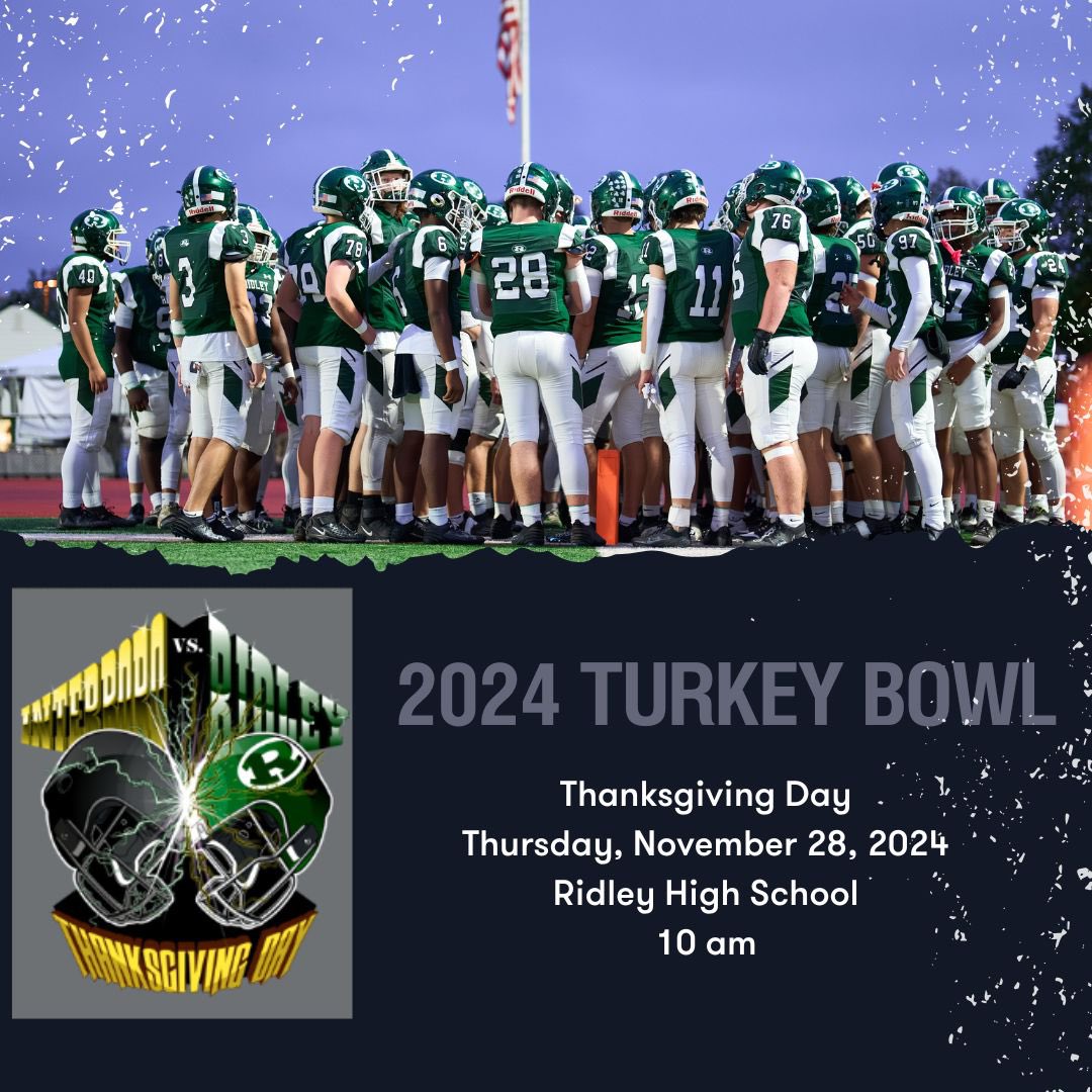 LauraKe29971304's tweet photo. Turkey Bowl 2024 - Thanksgiving Day - 10am Ridley High School https://t.co/MTwNFRrrPG