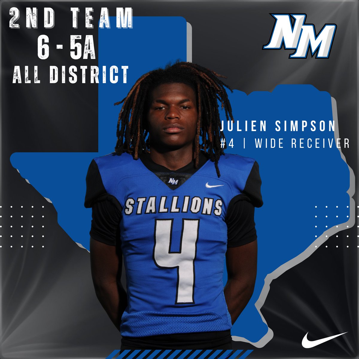 NM_StallionFB's tweet image. We are proud to celebrate with Julien Simpson and his 2nd Team All District achievement! C/O 2026

#NorthsidePride
#StallionPride
@mesquiteisdATH 
@NorthMesquiteHS