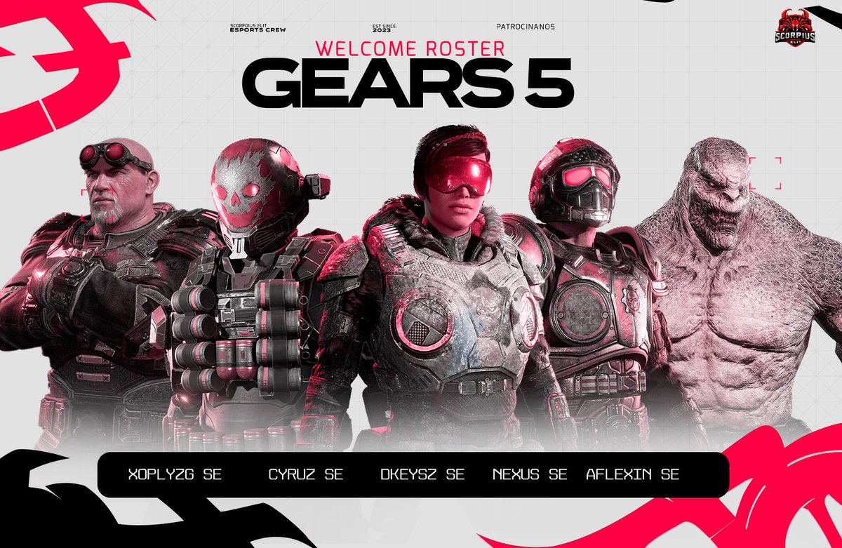 Scorpius Elit (@xvscorpiusxv) on Twitter photo Una era nueva empieza ♥️🤍🦂
Damos la bienvenida al equipo que nos representará dentro de Gears.
🦂🤍♥️ Scorpius Elit ♥️🤍🦂
✅ Xoplyzg SE | <a href="/XoplyzG/">E4</a>
✅ CyruZ SE | <a href="/jorgecardiel19/">jorge cardiel</a>
✅ Dkeysz SE | <a href="/Dkeeysz/">DK☢️</a>
✅ Nexus SE | <a href="/RubenMocin26276/">Ruben Mociño Rodriguez</a>
✅ Aflexin SE | @aflexqn
#GearsofWar Una era nueva empieza ♥️🤍🦂
Damos la bienvenida al equipo que nos representará dentro de Gears.
🦂🤍♥️ Scorpius Elit ♥️🤍🦂
✅ Xoplyzg SE | <a href="/XoplyzG/">E4</a>
✅ CyruZ SE | <a href="/jorgecardiel19/">jorge cardiel</a>
✅ Dkeysz SE | <a href="/Dkeeysz/">DK☢️</a>
✅ Nexus SE | <a href="/RubenMocin26276/">Ruben Mociño Rodriguez</a>
✅ Aflexin SE | @aflexqn
#GearsofWar