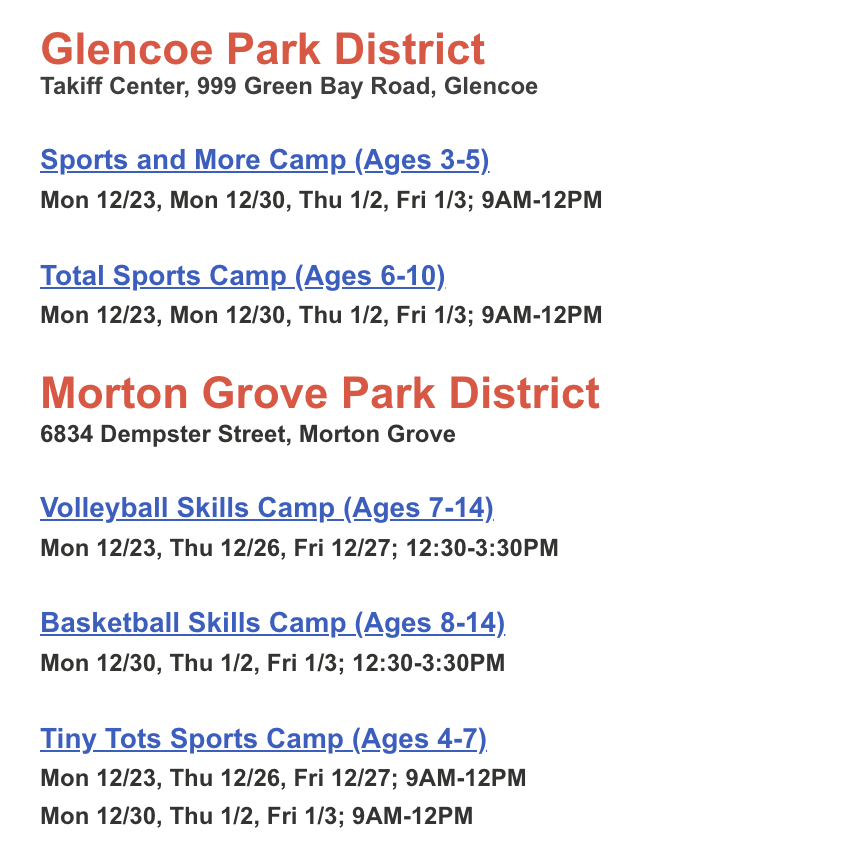 HotShotsSports's tweet photo. ❄️ Winter Break fun continues… MORE camps are here!

This time, we’re heading to Glencoe and Morton Grove! Keep your kids moving, learning, and having a blast during their winter break.

📅 Check out the dates and times in the image and sign up below! https://t.co/72zFD9fFrS