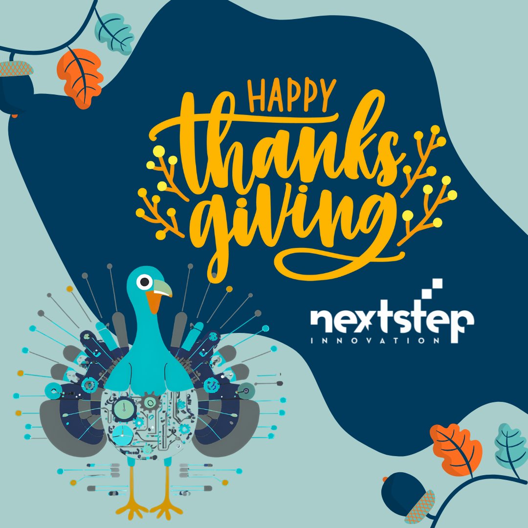 nextstepnsi's tweet image. Happy Thanksgiving from all of us at NSI! 🍂 We&apos;re grateful for our clients, partners, and team who make what we do possible. Wishing you a day filled with joy, gratitude, and a little bit of tech magic! 🦃💻 #Thanksgiving #ThankfulTech