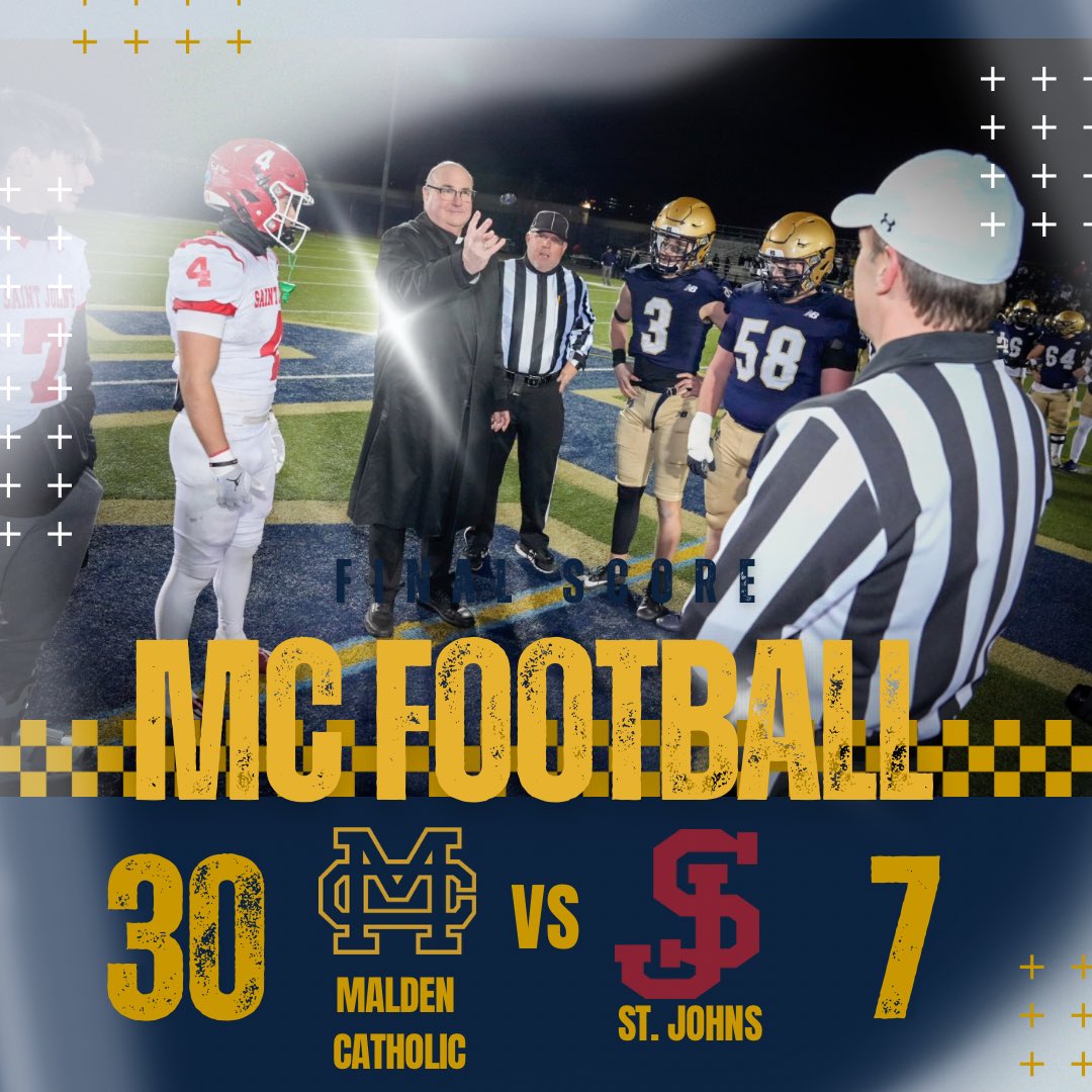 It’s a Thanksgiving Eve Catholic Conference victory over a relentless St. John’s High School team!  Thank you to Archbishop Richard Henning on attending and providing our coin toss to start the game. #plusultra⚔️