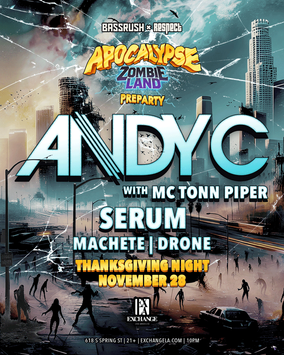 ExchangeLA (@exchangela) on Twitter photo DnB takes over the club TONIGHT for the <a href="/apocalypsefest/">Apocalypse Festival</a> Preparty! ๐ <a href="/ANDYC_ram/">Andy C</a> and <a href="/SerumDnb/">Serum</a> wreck havoc on #ExchangeLA alongside LA mainstays Machete and Drone from <a href="/respectdnb/">RESPECT DnB</a>. ๐จ
Tickets are about to disappear! Use code โSALEโ to get 25% off now. โ bssrush.co/andyC DnB takes over the club TONIGHT for the <a href="/apocalypsefest/">Apocalypse Festival</a> Preparty! ๐ <a href="/ANDYC_ram/">Andy C</a> and <a href="/SerumDnb/">Serum</a> wreck havoc on #ExchangeLA alongside LA mainstays Machete and Drone from <a href="/respectdnb/">RESPECT DnB</a>. ๐จ
Tickets are about to disappear! Use code โSALEโ to get 25% off now. โ bssrush.co/andyC