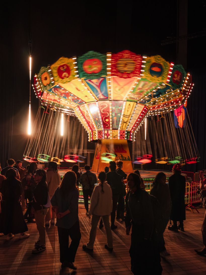 designboom's tweet photo. luna luna, the world’s first traveling art carnival, heads to @TheShedNY, bringing its attractions ​​by jean-michel basquiat, keith haring, and more https://t.co/9qk9zlmzpx https://t.co/DIwNkpq11k