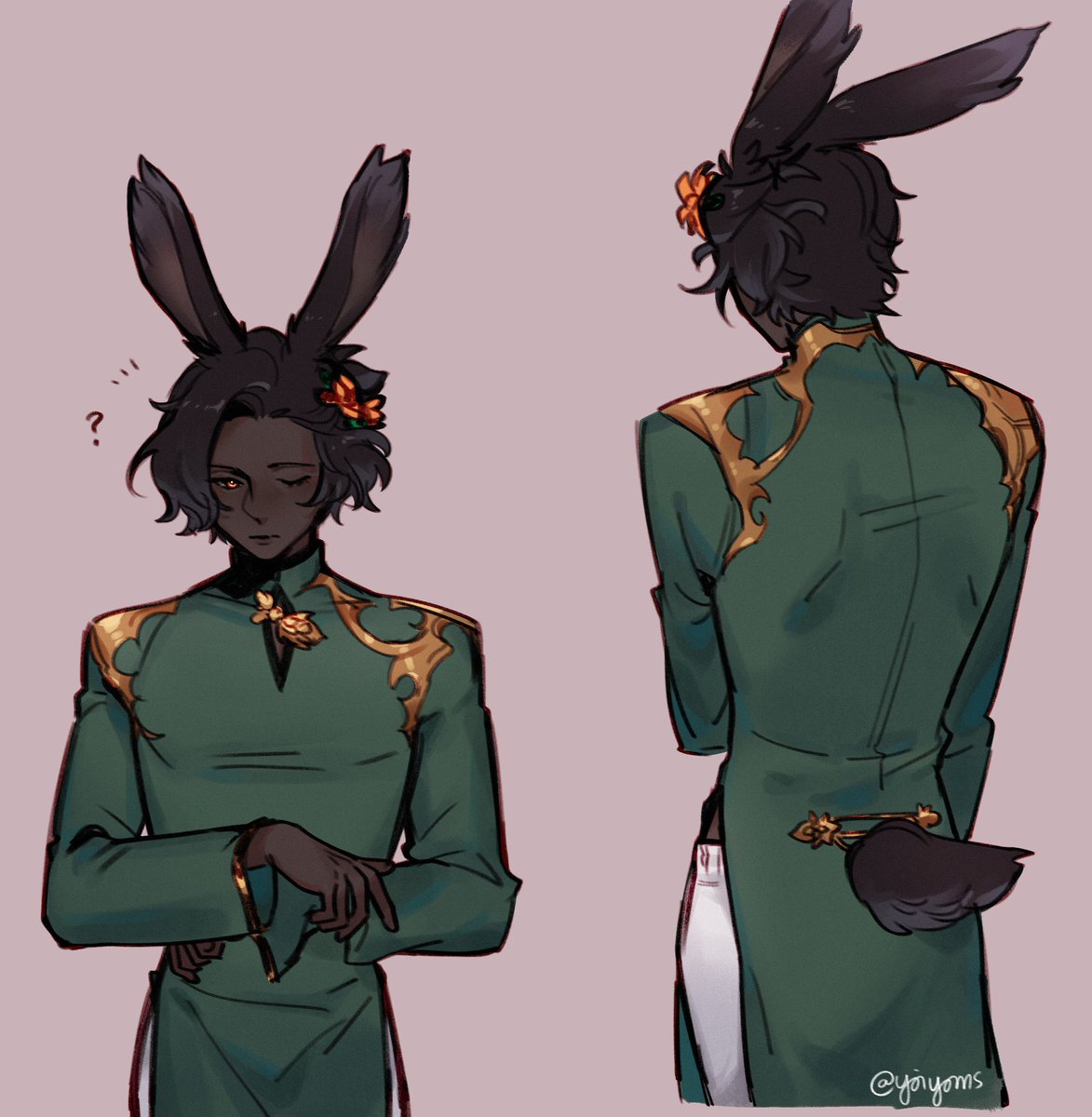 yoiyoms's tweet photo. sketches of Erenville in ao dai 
[ #FFXIV #FFXIVART ] https://t.co/A82KkSoXwi