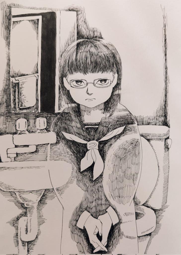 #芦沢央
#火のないところに煙は
#ファンアート
#イラスト　#ペン画
第五話　誰かの怪異
芦沢央さん作品、どれも大好きです。