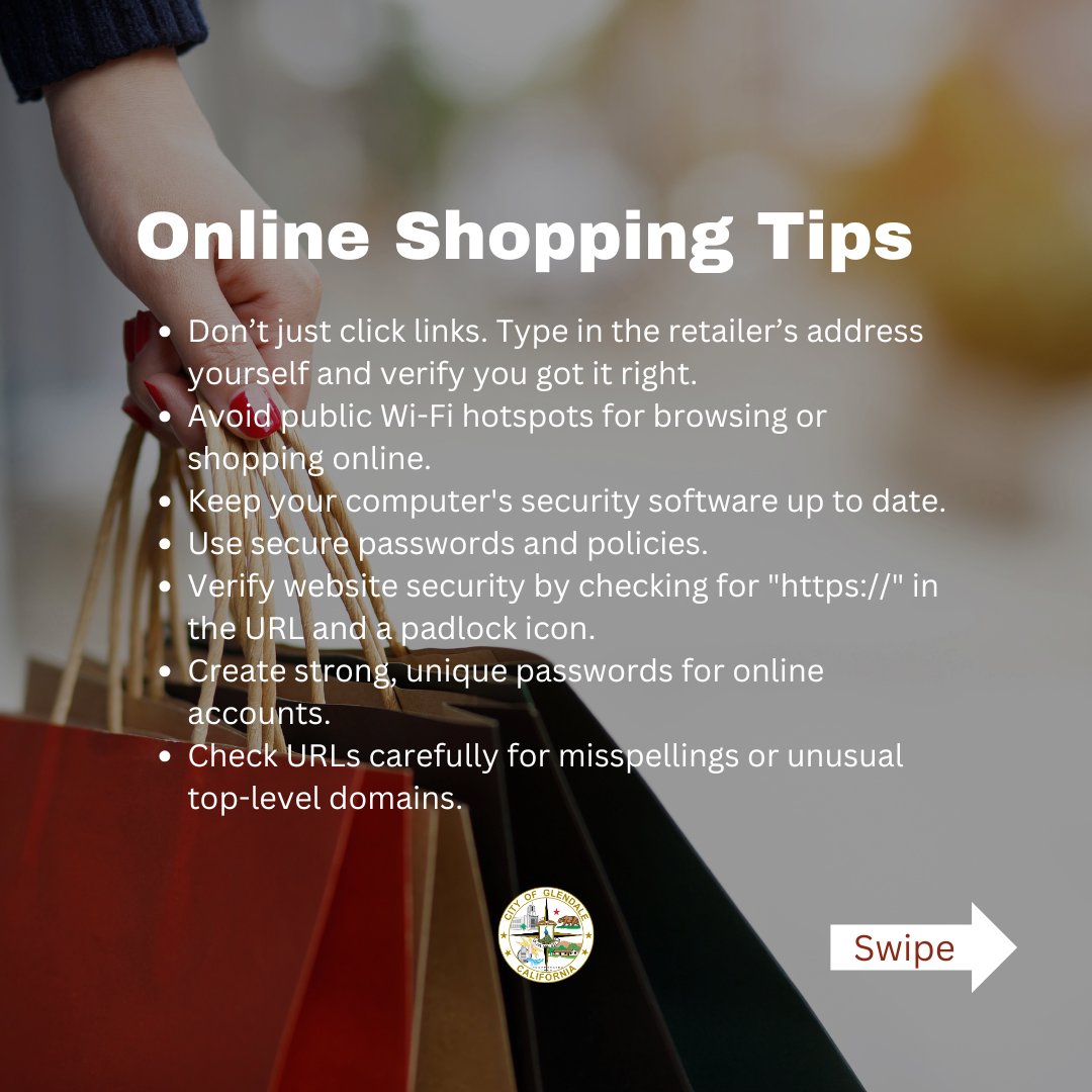 MyGlendale's tweet photo. Stay safe this Black Friday 🛍️✨ Check out
these essential tips for a secure shopping weekend! https://t.co/OYaZuEHObu