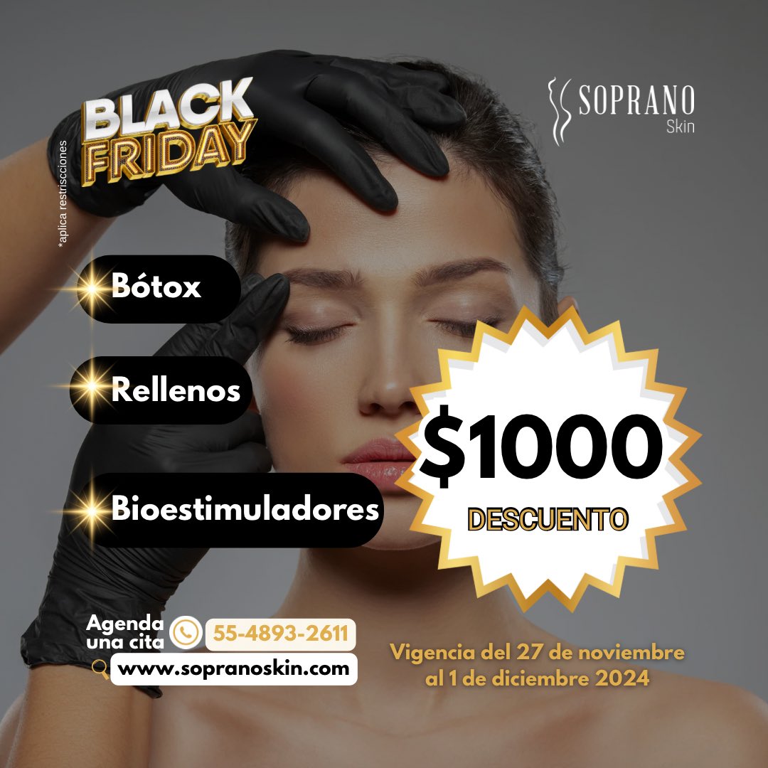 marinoderma's tweet image. 🎉 ¡Black Friday llegó a Soprano Skin! 🎉

💉 Aprovecha nuestra promoción.

📅 Promoción válida del 27 de noviembre al 1 de diciembre 2024.
*Aplica restricciones.
 
⚠️Acude con tu dermatólogo.

📲 Agenda por WhatsApp 55 4893 2611⁣
📲 WhatsApp de farmacia: 55 4001 5724⁣⁣⁣⁣⁣