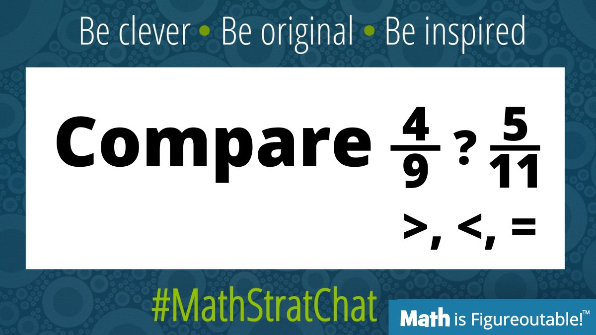 It's time for #MathStratChat!

Rules: post your favorite or a clever solution! It's also fun to comment on other's strategies.

Tell us about your reasoning. 

Like/Retweet so others can see! 

#MathIsFigureOutAble #MTBoS #ITeachMath #MathEd