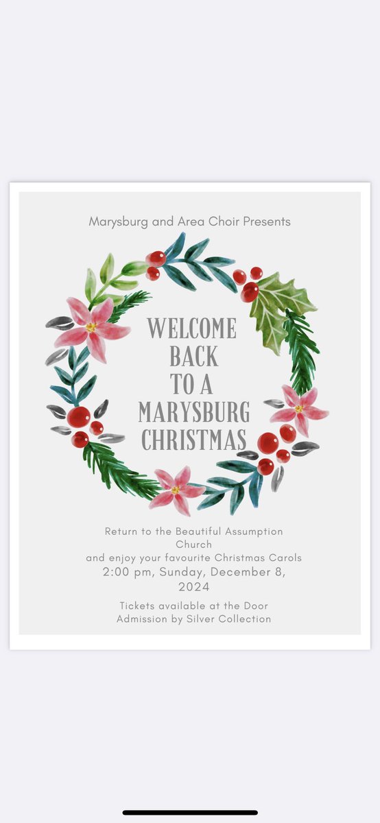 Come join us for an afternoon of great Christmas music! It promises to be a great concert!