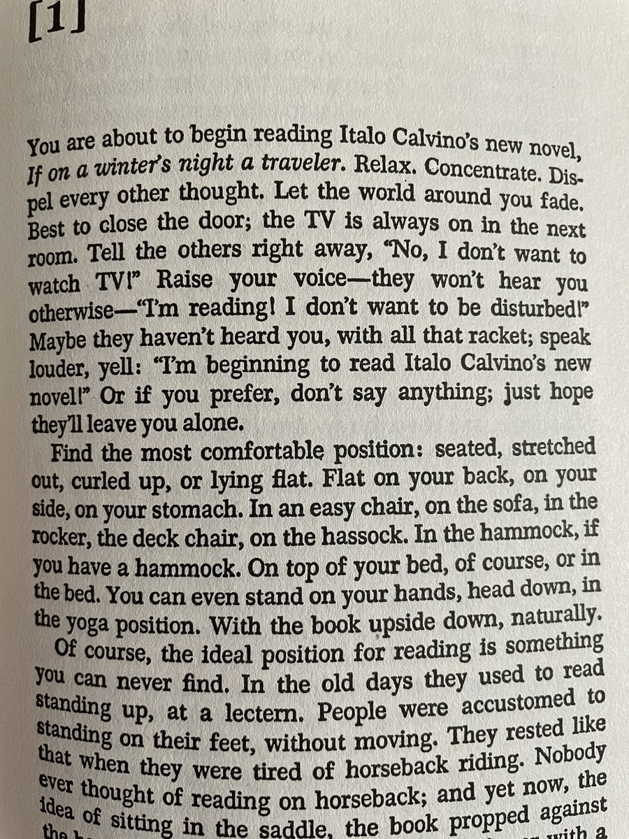 Really one of my favorite openings to a novel ever. From IF ON A WINTER’S NIGHT A TRAVELER by Italo Calvino. And it’s also a really great book to read while cozying up next to the fire on a winter’s night.