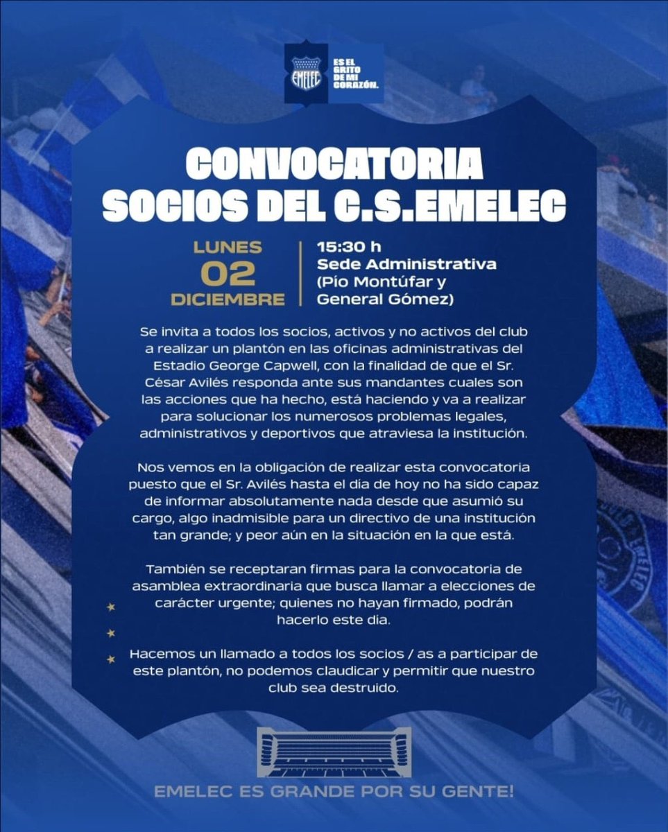 diegpa_'s tweet photo. 🚨 Socios de Emelec, es momento de sacar a estos mamarrachos de la directiva. No se puede permitir que sigan destruyendo a nuestro equipo. Es momento de hacerse presente y levantar la voz. 👇🏻👇🏻 https://t.co/VgIbcpLvtr