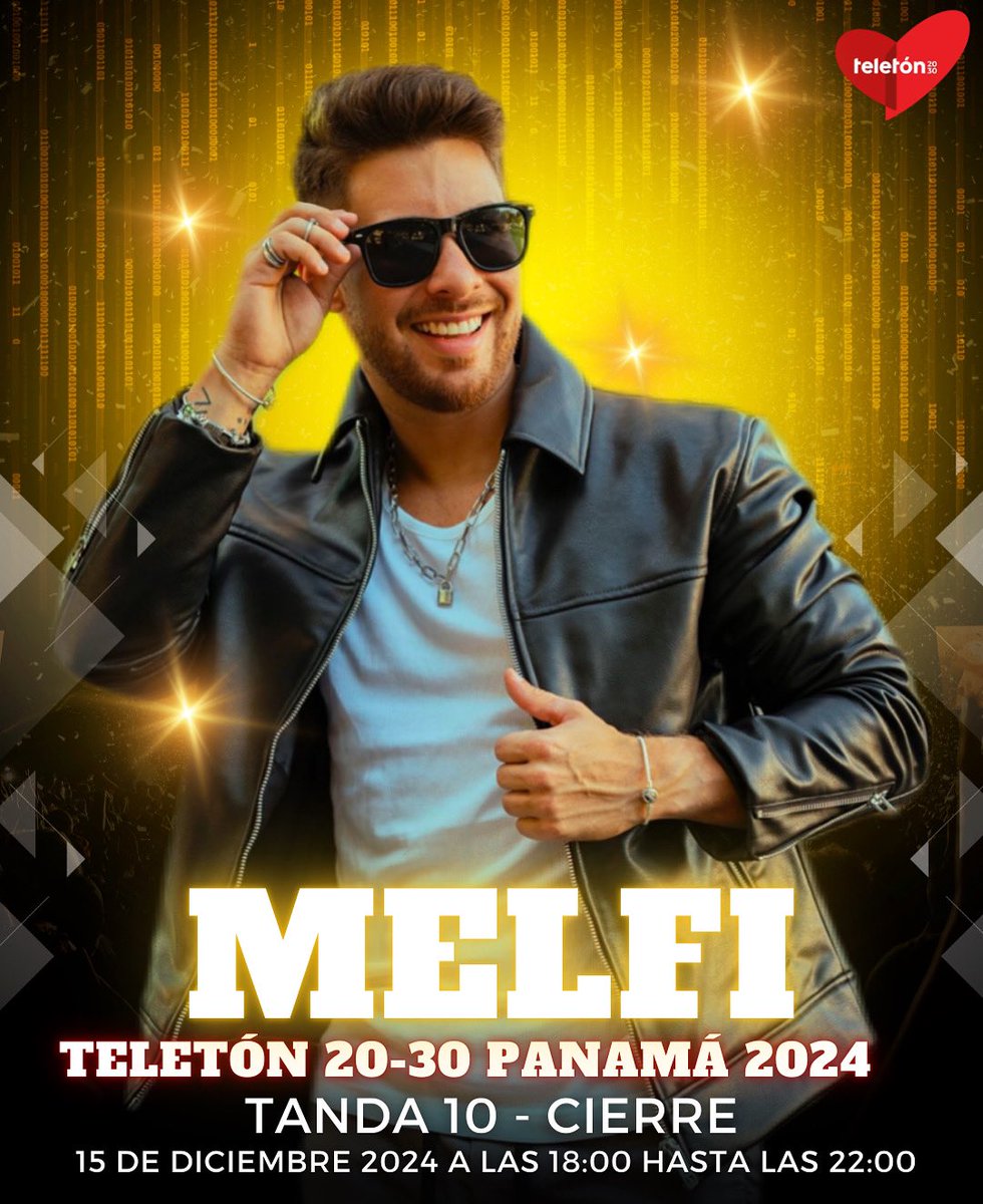 fansclubmelfi's tweet photo. ¡Es Oficial! #Melfi se presentará en la Teletón 20-30 Panamá 2024 el próximo 15 de diciembre.

Estará en la tanda del cierre, que inicia a las 6:00 PM - El valor de la entrada es de $25.00 como donación. https://t.co/Dw37naI4lh