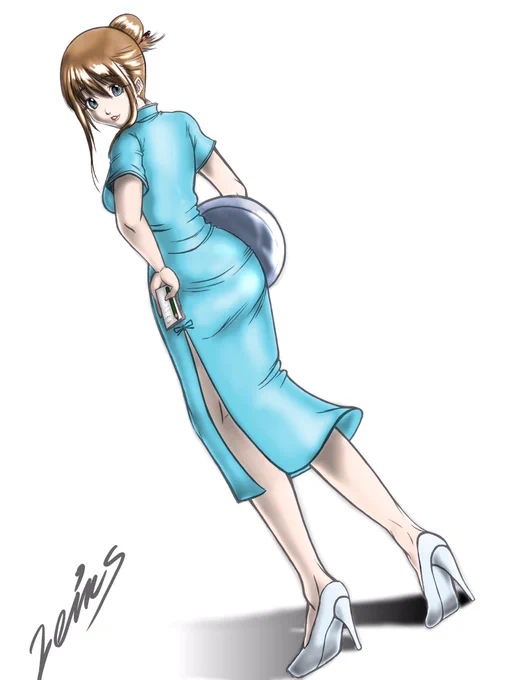 おはようございます前に描いたチャイナドレス女性イラストの顔や等身を修正しましたイラストレーターさんのYouTubeを見ていると等身の高さは重要だという事まだまだ勉強する事がありますね 