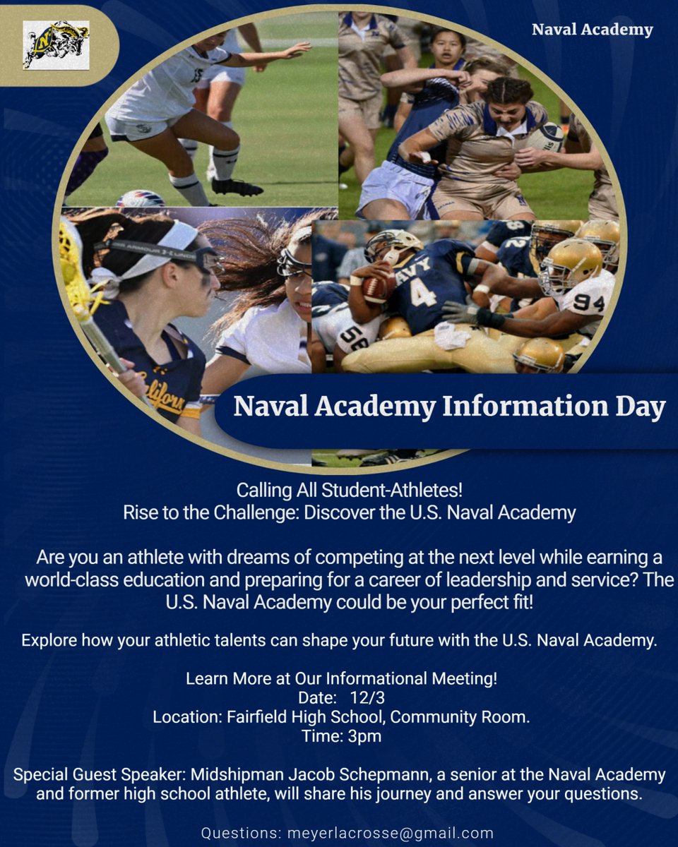 FFGirlslax's tweet photo. Did You Know?

In the past 5 years, Fairfield has had 5 students accepted into U.S. military academies, including 2 into the Naval Academy! https://t.co/94V45I3Wcj