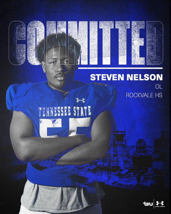 Steven Nelson (@stevenn_2025) on Twitter photo I am excited and thankful to announce my commitment to Tennessee State University!!#RoarCity <a href="/TSUTigersFB/">Tennessee State Football</a> <a href="/EddieGeorge2727/">Eddie George</a> <a href="/CoachChewy80/">Dylan Chmura</a> <a href="/Coachgut/">Coach Guthrie</a> <a href="/Rockvale_FB/">Rockvale Rockets Football</a> <a href="/CSmithScout/">Chris Smith</a> I am excited and thankful to announce my commitment to Tennessee State University!!#RoarCity <a href="/TSUTigersFB/">Tennessee State Football</a> <a href="/EddieGeorge2727/">Eddie George</a> <a href="/CoachChewy80/">Dylan Chmura</a> <a href="/Coachgut/">Coach Guthrie</a> <a href="/Rockvale_FB/">Rockvale Rockets Football</a> <a href="/CSmithScout/">Chris Smith</a>