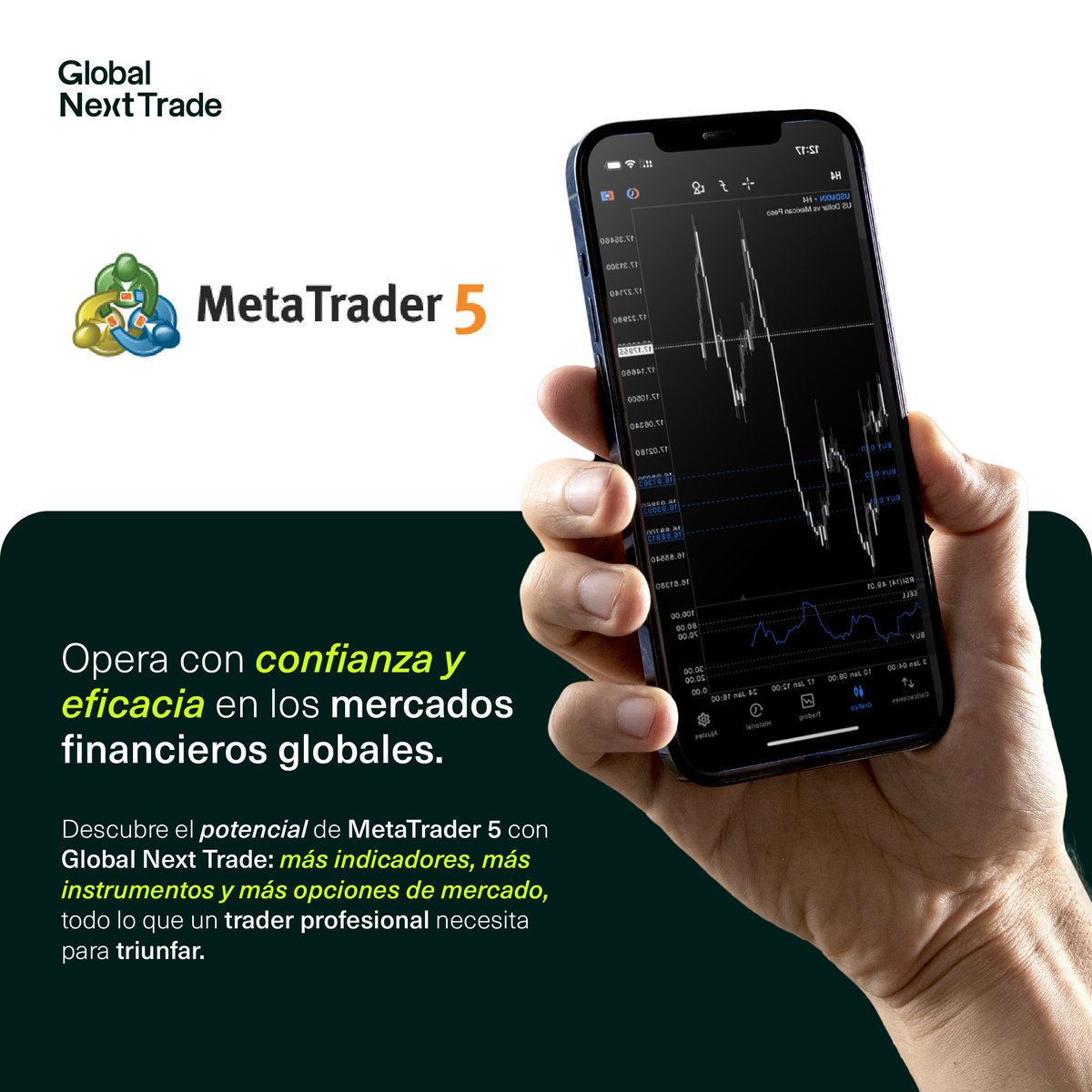 GlobalNextTrade's tweet image. Opera con confianza y eficacia en los mercados financieros globales. 📈
Con MetaTrader 5 y Global Next Trade, tienes acceso a más indicadores, más instrumentos y más órdenes de mercado para potenciar tu trading.

#metatrader5 #globalnexttrade #gnt #mercadosfinancieros