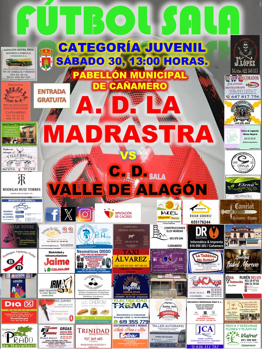 ⚽️ Jornada 4 ⚽️

🆚 @cdvalledelalagon 
📍 Pabellón Municipal de Cañamero (La Pelua)
📆  Sábado 30 de Noviembre 
⏱️13:00 H

❤️ SOMOS EQUIPO 🤍