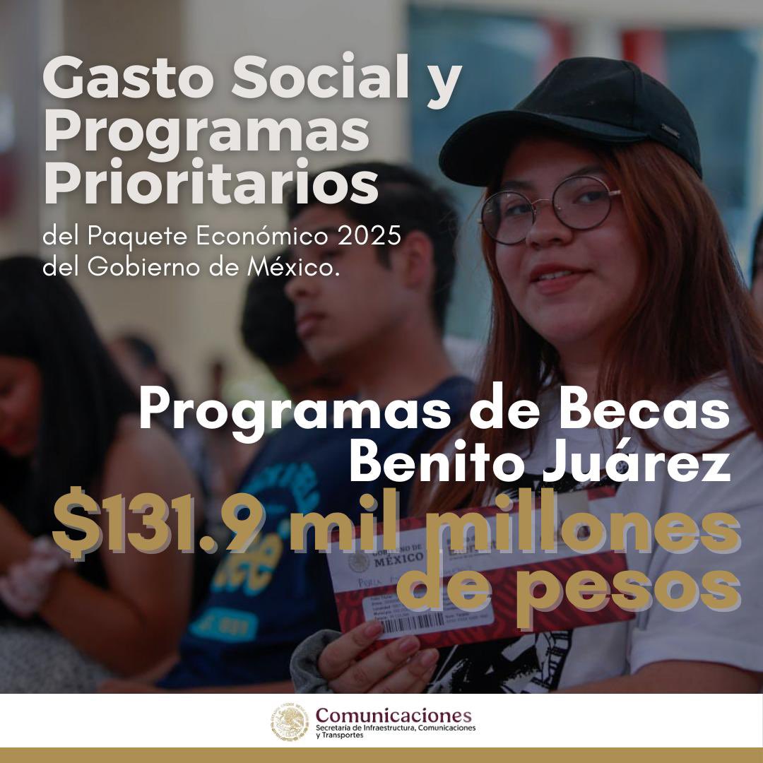 nenulo's tweet photo. La educación es un derecho, no un privilegio, por ello, el Paquete Económico 2025 contempla presupuesto para las Becas Benito Juárez. 

Conoce cuánto se destinará para su funcionamiento. 👇 https://t.co/trTXPS2R01
