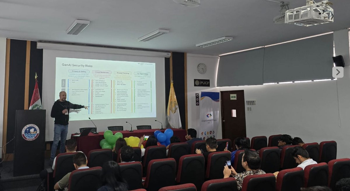 gdglima's tweet image. #DevFestLima2024
🙏 Agradecimiento especial a Cesar Murrieta por su charla: “Secure AI con Google Cloud”. 💡✨
🎯 Completa el feedback y ayúdanos a mejorar: bit.ly/devfestlima24-…
#DevFestLima24 #GDGLima #DevFestLima #DevFest #gdg