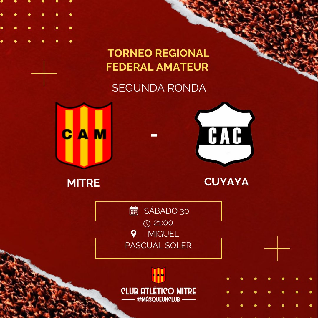 #TorneoRegional | Segunda Ronda
Partido de vuelta 

⚽️ vs @clubatleticocuyaya
🗓 Sábado 30
🕜 21:00 hs
📍 Miguel Pascual Soler

#VamosCiclon #MasQueUnclub❤️💛